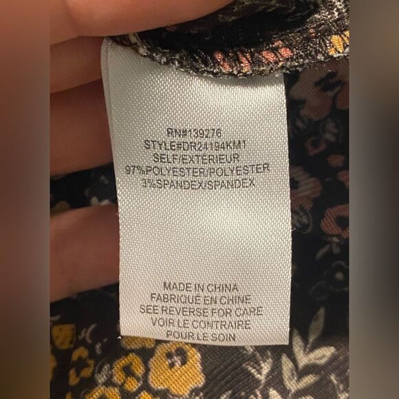 DR2 high neck brown micro floral print short sleeve blouse semi Sheer mesh L - Picture 7 of 9